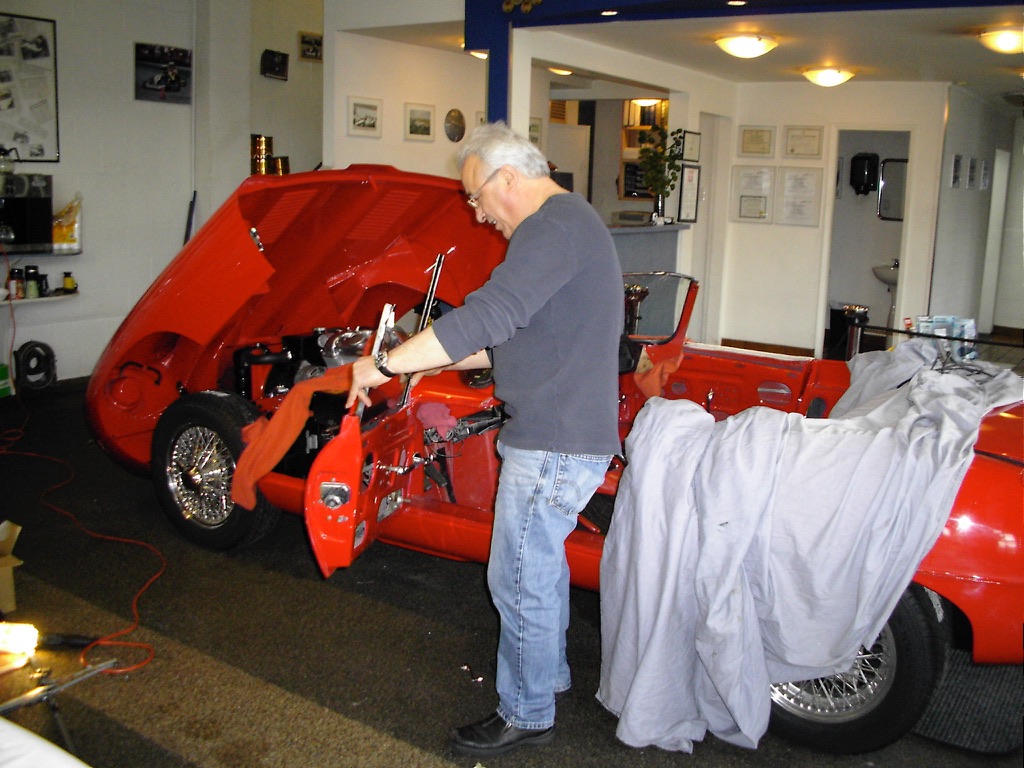 Fitting the door in the workshop